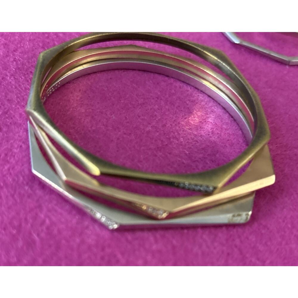 Kendra Scott - Aubrey bangle bracelet set of 3 mixed metal rose gold silver tone - Picture 5 of 6